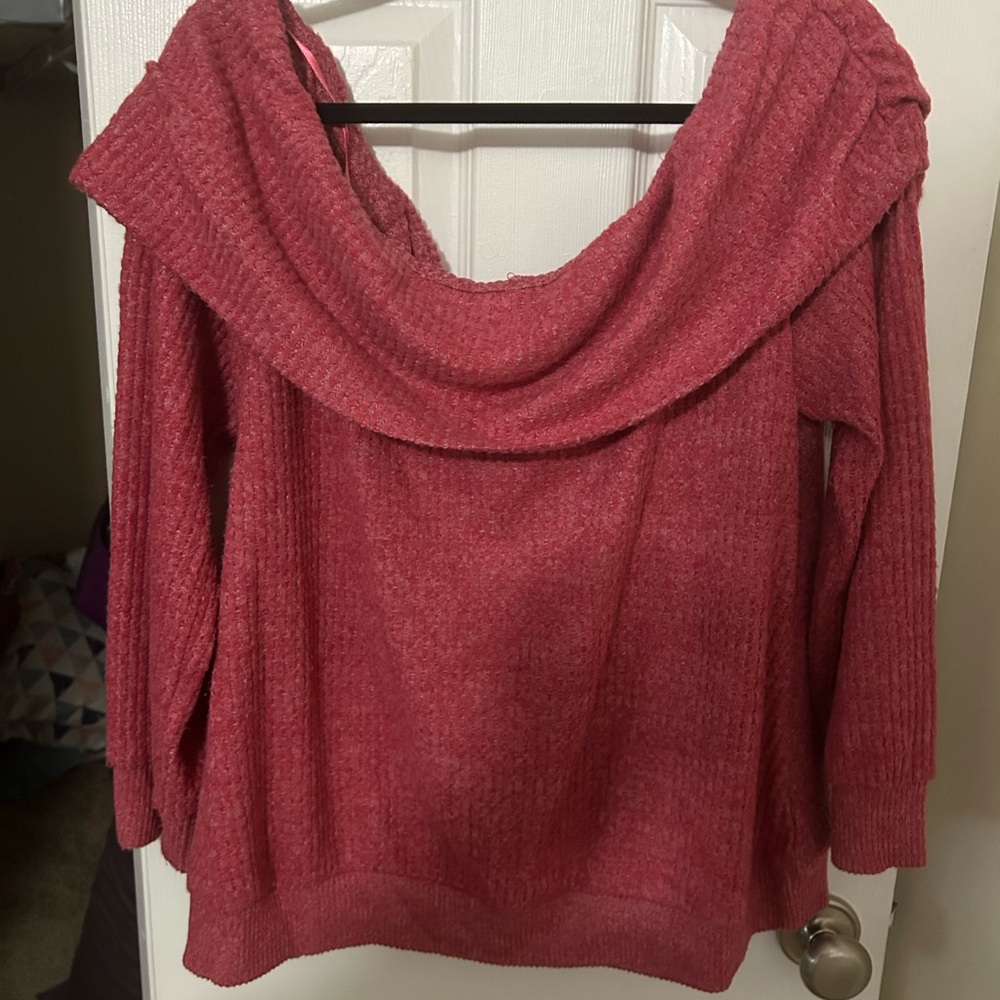 Torrid Off-the-Shoulder Pink Sweater